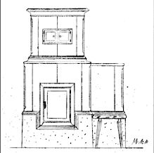 Skizze des Kachelofen für das Landhaus mit Handkeramik-Ofenkacheln von Leutschacher