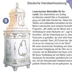Zeitungsbericht über Aussteller der internationalen Handwerksmesse Keramikwerkstatt Leutschacher in Grafing bei München